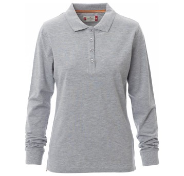 KOSZULKA POLO DŁUGI RĘKAW FLORENCE LADY MELANGE - SZARY MELANŻ