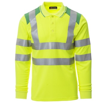 KOSZULKA POLO DŁUGI RĘKAW GUARD+WINTER - ŻÓŁTY FLUO-ŻELOWY ZIELONY
