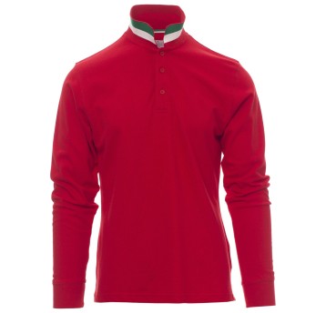 KOSZULKA POLO DŁUGI RĘKAW LONG NATION - CZERWONY-WŁOCHY