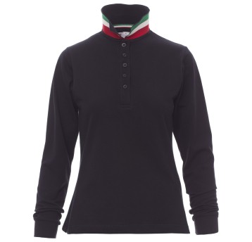 KOSZULKA POLO DŁUGI RĘKAW LONG NATION LADY - GRANATOWY-WŁOCHY