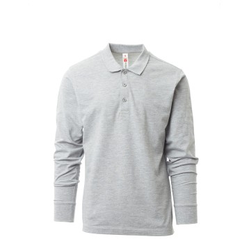 KOSZULKA POLO DŁUGI RĘKAW VERONA MELANGE - SZARY MELANŻ