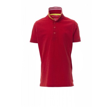 KOSZULKA POLO DZIECIĘCA NAUTIC KIDS - CZERWONA PASJA/BIAŁO-ŻÓŁTY FLUO
