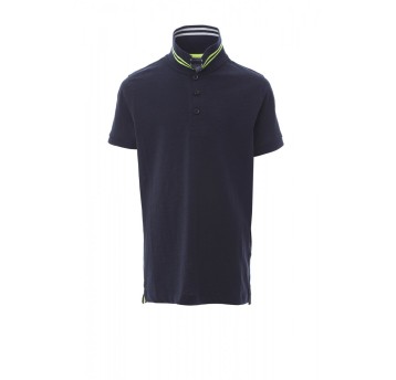 KOSZULKA POLO DZIECIĘCA NAUTIC KIDS - NIEBIESKI DENIM/BIAŁO-ŻÓŁTY FLUO