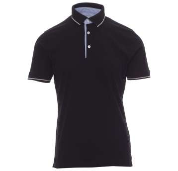 KOSZULKA POLO KRÓTKI RĘKAW CAMBRIDGE - CZARNY-BIAŁY