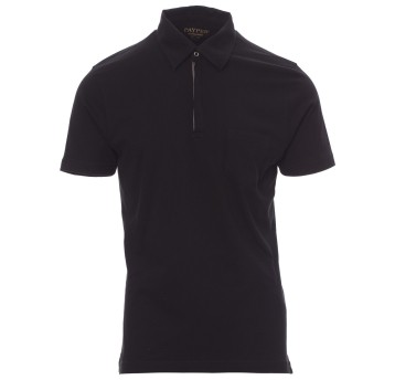 KOSZULKA POLO KRÓTKI RĘKAW CHIC - CZARNY-SZARY STALOWY