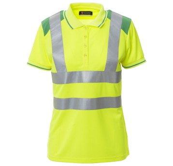 KOSZULKA POLO KRÓTKI RĘKAW GUARD+LADY - ŻÓŁTY FLUO-ŻELOWY ZIELONY