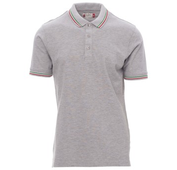 KOSZULKA POLO KRÓTKI RĘKAW ITALIA MELANGE - SZARY MELANŻ