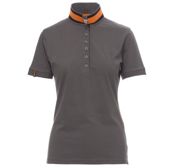 KOSZULKA POLO KRÓTKI RĘKAW MEMPHIS LADY - ZADYMIONY-ŻYWY POMARAŃCZOWY-CZARNY