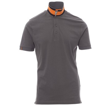 KOSZULKA POLO KRÓTKI RĘKAW MEMPHIS - ZADYMIONY-ŻYWY POMARAŃCZOWY-CZARNY