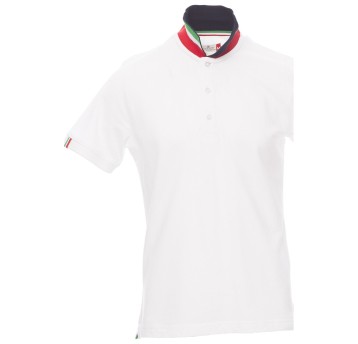 KOSZULKA POLO KRÓTKI RĘKAW NATION - BIAŁY-WŁOCHY