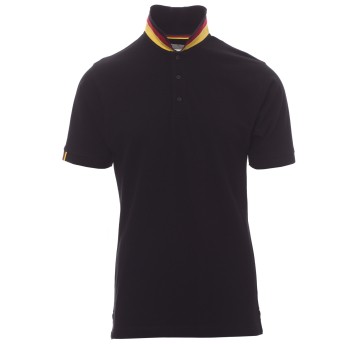 KOSZULKA POLO KRÓTKI RĘKAW NATION - CZARNY-NIEMCY