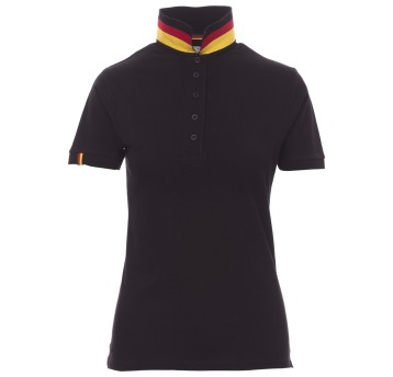KOSZULKA POLO KRÓTKI RĘKAW NATION LADY - CZARNY-NIEMCY