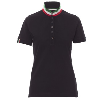 KOSZULKA POLO KRÓTKI RĘKAW NATION LADY - CZARNY-WŁOCHY