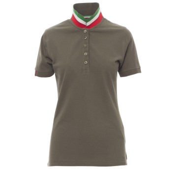 KOSZULKA POLO KRÓTKI RĘKAW NATION LADY - ZIELONY WOJSKOWY-WŁOCHY