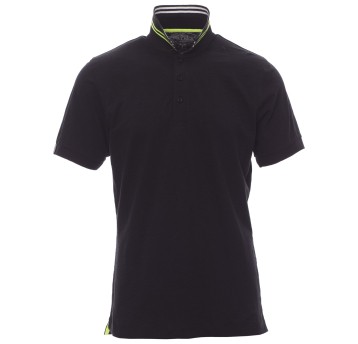 KOSZULKA POLO KRÓTKI RĘKAW NAUTIC - CZARNY-BIAŁO-ŻÓŁTY FLUO