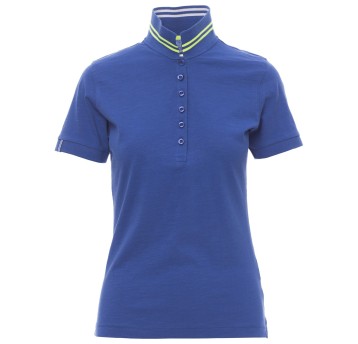 KOSZULKA POLO KRÓTKI RĘKAW NAUTIC LADY - KRÓLEWSKI NIEBIESKI-BIAŁO-ŻÓŁTY FLUO