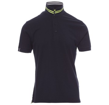 KOSZULKA POLO KRÓTKI RĘKAW NAUTIC - NIEBIESKI-BIAŁO-ŻÓŁTY FLUO