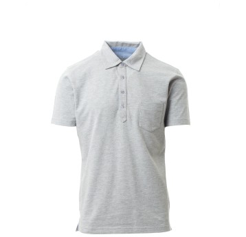 KOSZULKA POLO KRÓTKI RĘKAW PRESTIGE MELANGE - SZARY MELANŻ