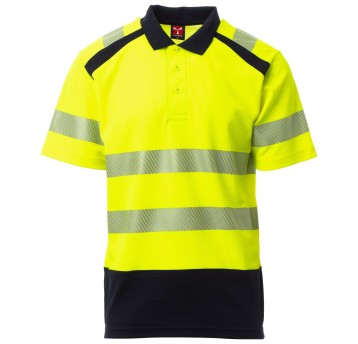 KOSZULKA POLO KRÓTKI RĘKAW ROAD - ŻÓŁTY FLUO-GRANATOWY