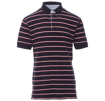 KOSZULKA POLO KRÓTKI RĘKAW SHEFFIELD - GRANATOWY-CZERWONO-BIAŁO-CZERWONY