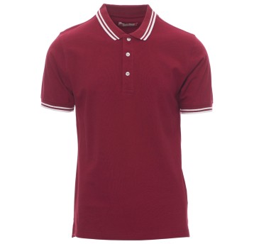 KOSZULKA POLO KRÓTKI RĘKAW SKIPPER - BORDOWY-BIAŁY