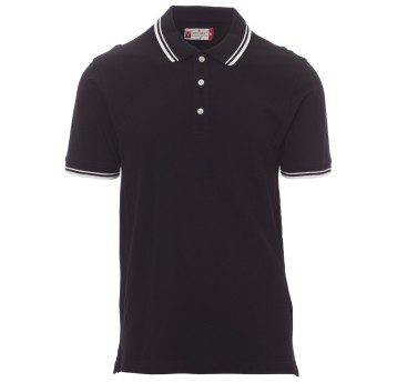 KOSZULKA POLO KRÓTKI RĘKAW SKIPPER - CZARNY-BIAŁY