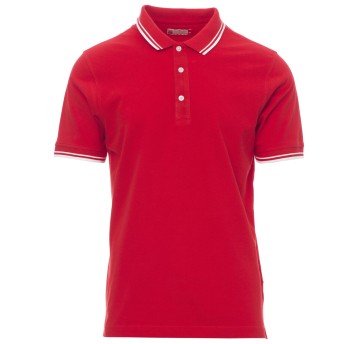 KOSZULKA POLO KRÓTKI RĘKAW SKIPPER - CZERWONY-BIAŁY