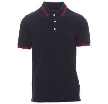 KOSZULKA POLO KRÓTKI RĘKAW SKIPPER - GRANATOWY-CZERWONY