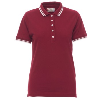 KOSZULKA POLO KRÓTKI RĘKAW SKIPPER LADY - BORDOWY-BIAŁY