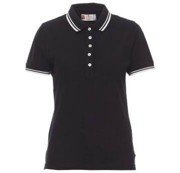 KOSZULKA POLO KRÓTKI RĘKAW SKIPPER LADY - CZARNY-BIAŁY