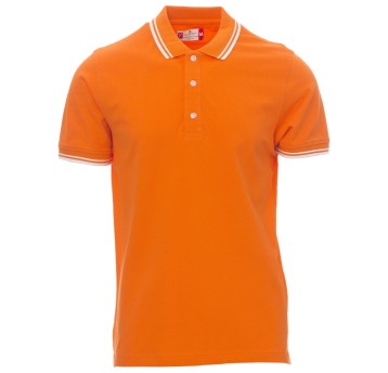 KOSZULKA POLO KRÓTKI RĘKAW SKIPPER - POMARAŃCZOWY-BIAŁY