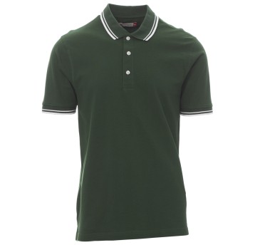 KOSZULKA POLO KRÓTKI RĘKAW SKIPPER - ZIELONY EDEN-BIAŁY