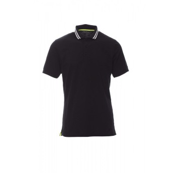 KOSZULKA POLO MĘSKA NAUTIC - CZARNY/BIAŁO-ŻÓŁTY FLUO