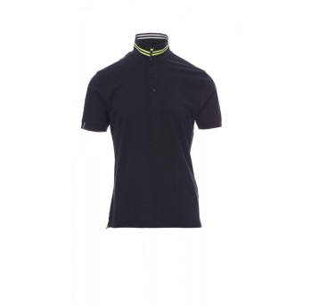 KOSZULKA POLO MĘSKA NAUTIC - NIEBIESKI DENIM/BIAŁO-ŻÓŁTY FLUO