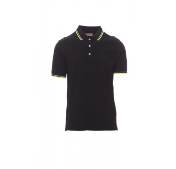 KOSZULKA POLO MĘSKA SKIPPER - CZARNY/ŻÓŁTY NEON