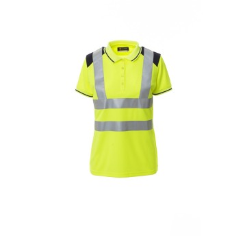 KOSZULKA POLO ODBLASKOWA DAMSKA GUARD+LADY - ŻÓŁTY FLUO/GRANATOWY