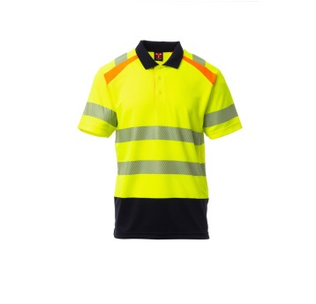 KOSZULKA POLO ODBLASKOWA MĘSKA LANE - ŻÓŁTY FLUO/GRANATOWY