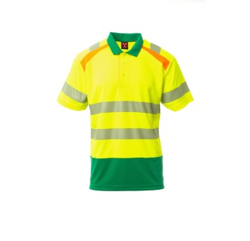 KOSZULKA POLO ODBLASKOWA MĘSKA LANE - ŻÓŁTY FLUO/ŻELOWY ZIELONY