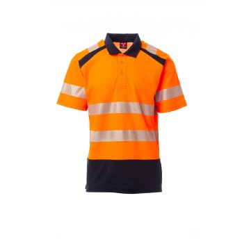 KOSZULKA POLO ODBLASKOWA MĘSKA ROAD - POMARAŃCZOWY FLUO/GRANATOWY