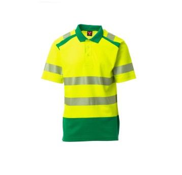 KOSZULKA POLO ODBLASKOWA MĘSKA ROAD - ŻÓŁTY FLUO/ŻELOWY ZIELONY