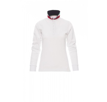 KOSZULKA POLO Z DŁGUIM RĘKAWEM DAMSKA LONG NATION LADY - BIAŁY/WŁOCHY