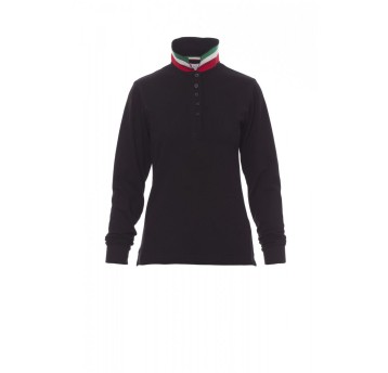 KOSZULKA POLO Z DŁGUIM RĘKAWEM DAMSKA LONG NATION LADY - CZARNY/WŁOCHY