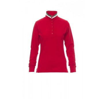 KOSZULKA POLO Z DŁGUIM RĘKAWEM DAMSKA LONG NATION LADY - CZERWONY/WŁOCHY