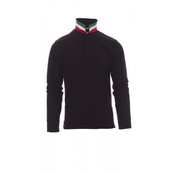 KOSZULKA POLO Z DŁGUIM RĘKAWEM MĘSKA LONG NATION - CZARNY/WŁOCHY