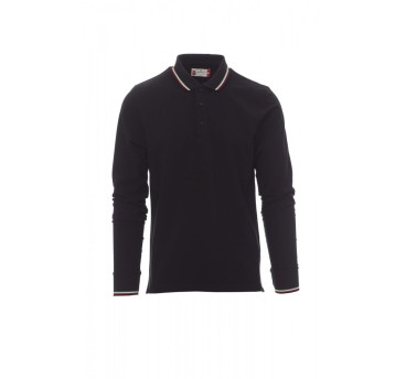 KOSZULKA POLO Z DŁGUIM RĘKAWEM UNISEX AVIAZIONE - CZARNY/WŁOCHY