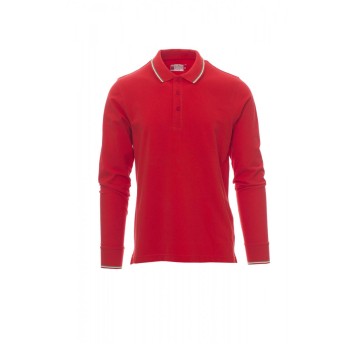 KOSZULKA POLO Z DŁGUIM RĘKAWEM UNISEX AVIAZIONE - CZERWONY/WŁOCHY