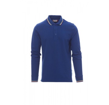 KOSZULKA POLO Z DŁGUIM RĘKAWEM UNISEX AVIAZIONE - KRÓLEWSKI NIEBIESKI/WŁOCHY