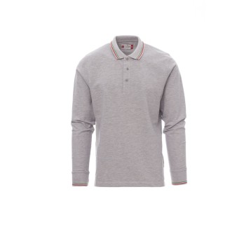 KOSZULKA POLO Z DŁGUIM RĘKAWEM UNISEX AVIAZIONE MELANGE - SZARY MELANŻ/WŁOCHY