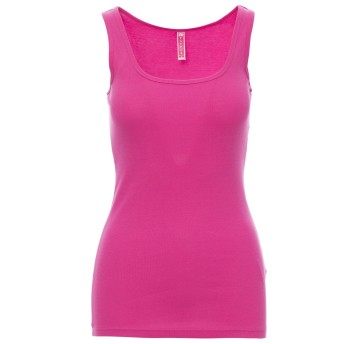 KOSZULKA T-SHIRT BEZ RĘKAWÓW LOOK - FUKSJOWY