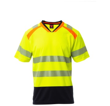 KOSZULKA T-SHIRT KRÓTKI RĘKAW ALLEY - ŻÓŁTY FLUO-GRANATOWY